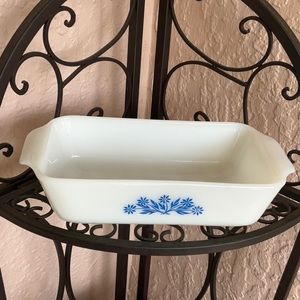 Fire-King Loaf Pan w/Blue Flowers